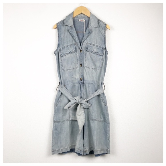NWT Faherty Cotton & Hemp Nonstretch Denim Utility Romper Size XS - Picture 2 of 10